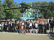 Встреча "юных жуковцев" школы № 3 с вертолетчиками 55-го  отдельного  вертолётного  полка 4-й армии ВВС и ПВО г. Кореновска 